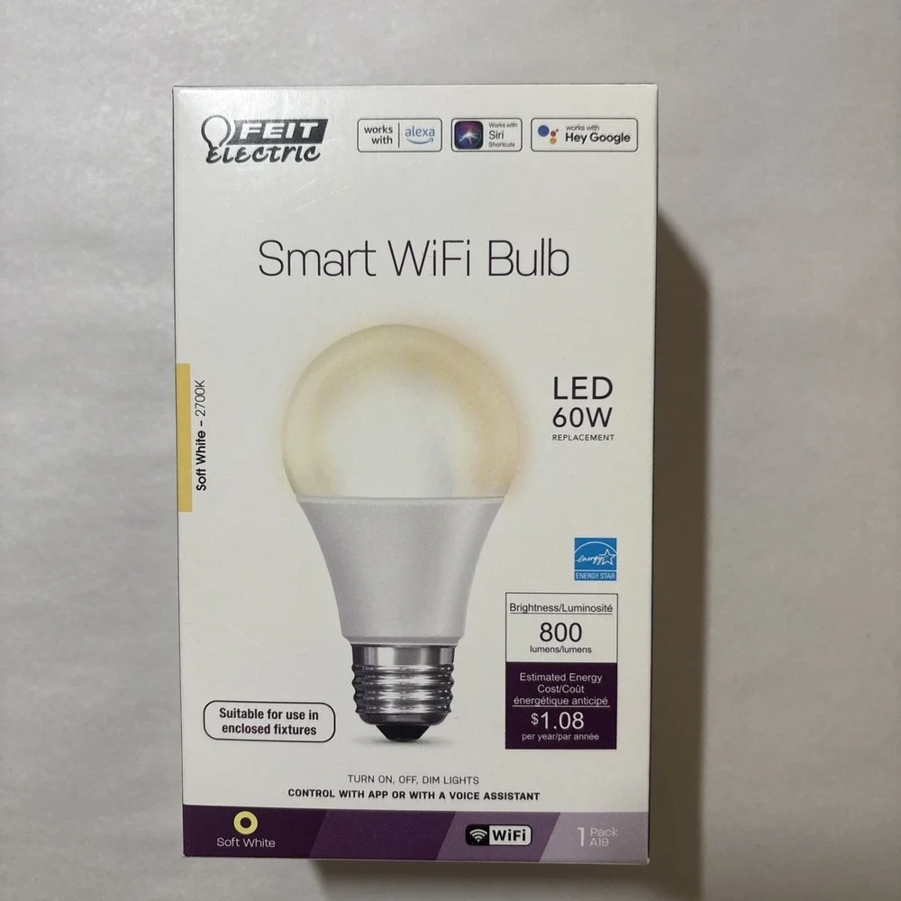 Feit Smart WiFi Bulb LED 60W Replacement Soft White 1pk A19
